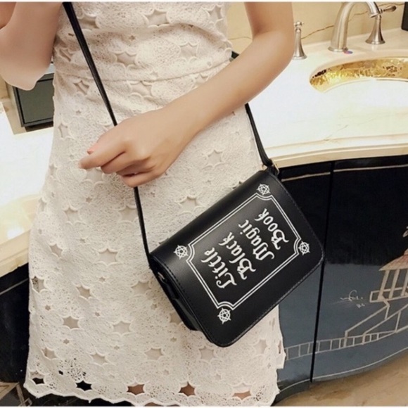 Little Black Magic Book Crossbody Bag Purse - Picture 4 of 7
